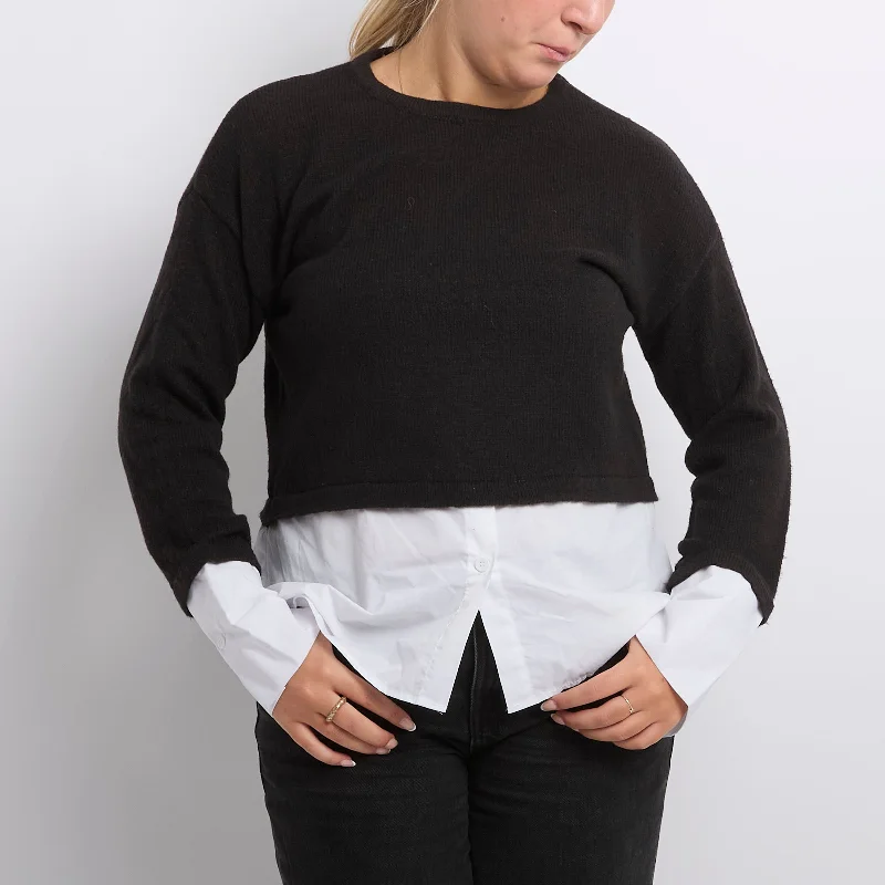 Crewneck Knitted Sleeve  Sweater - UK 16 Seamless Knitted Crochet