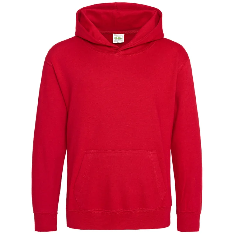 AWDis College Hoodie - Adult - Fire Red Hoodie with Set-In Sleeves Structured Classic