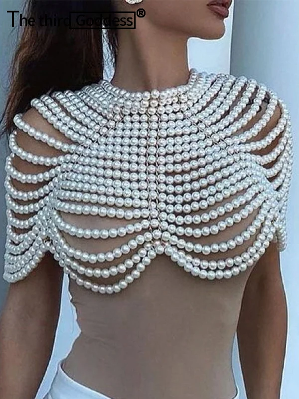 Sexy see through pearl club crop top women 2023 summer elegant party halter tank top vintage clothes womens tops festival outfit cherry red tank