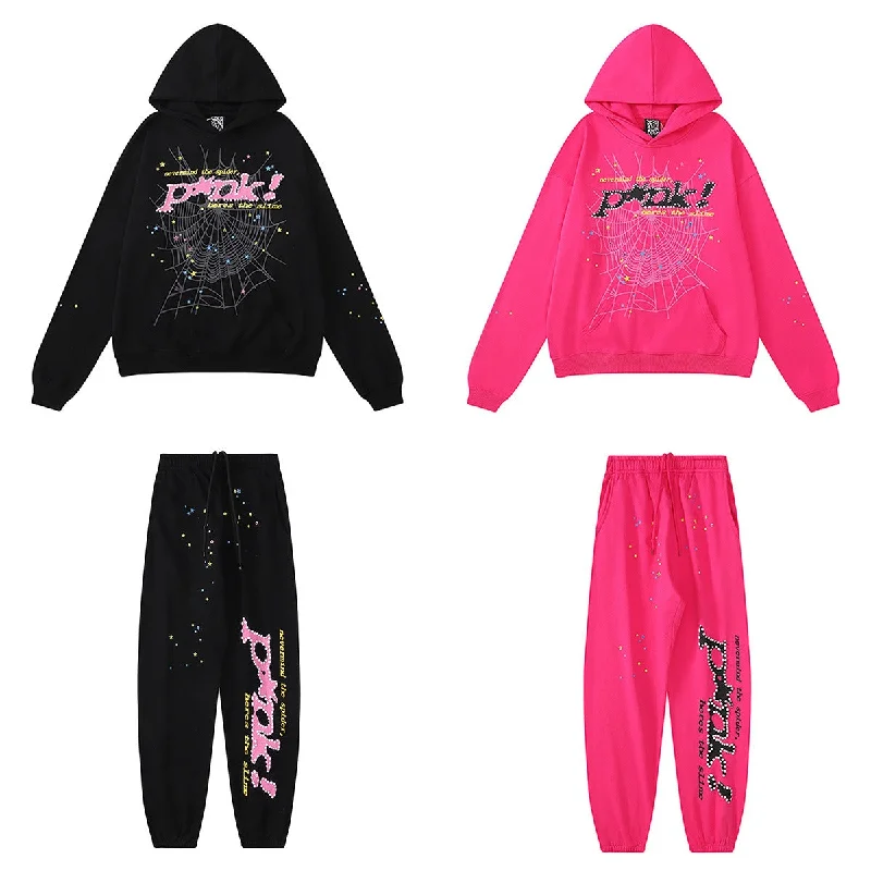 Street loose hoodie set for men and women Hoodie with Color Block Contrast Stylish
