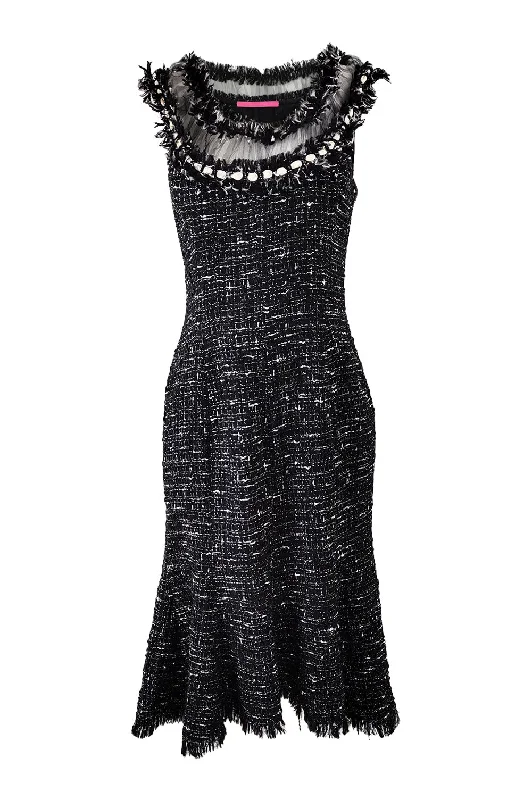 Emanuel Ungaro Vintage Black & White Tweed Dress Tunics Yoga stretchy
