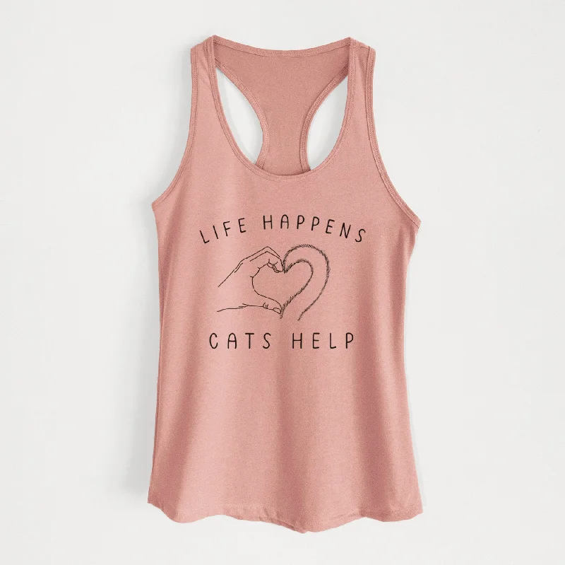 Life Happens Cats Help - Women's Racerback Tanktop sheer tank top