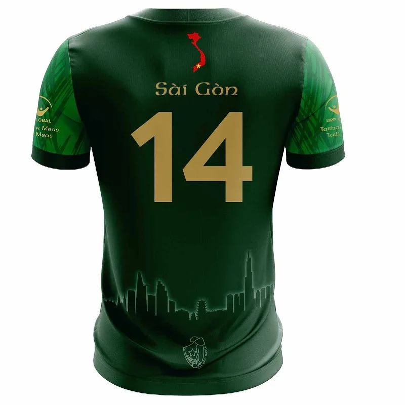 Mc Keever Saigon Gaels GAA Numbered Away Jersey - Adult - Green Asymmetrical Jersey Blouse