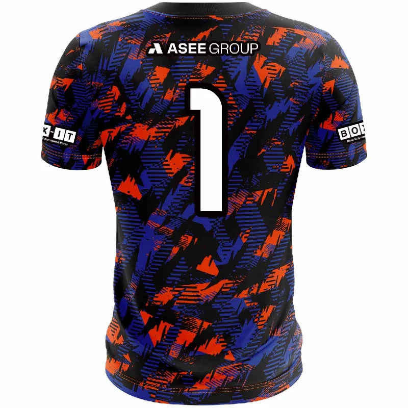 Mc Keever Armagh GAA Numbered Goalkeeper Jersey - Adult - Black/Blue/Orange Player Fit Geometric Jersey Top