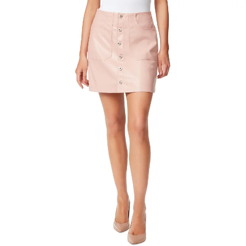Jessica Simpson Womens Bianca Faux Leather Mini Mini Skirt belted skirt waist