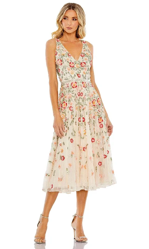 Mac Duggal 5527 - Floral A-Line Cocktail Dress Crew Neckline Sporty