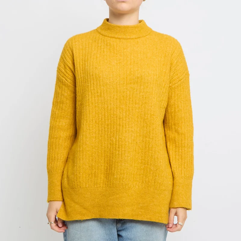 Heavy Knit Ribbed Round Neck Sweater - UK 14 Anti-Pilling Anti-Shrink Durable