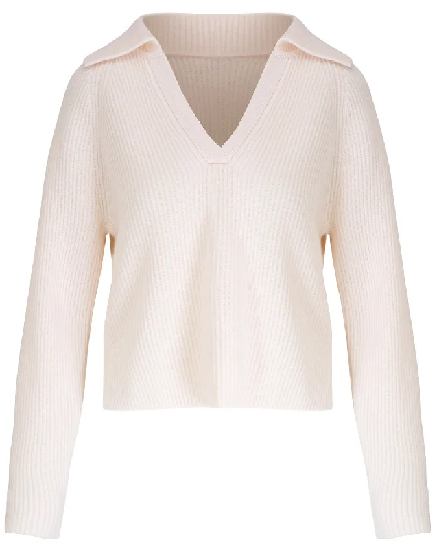 Ivory Lopez Polo Sweater Thin Thick Dense