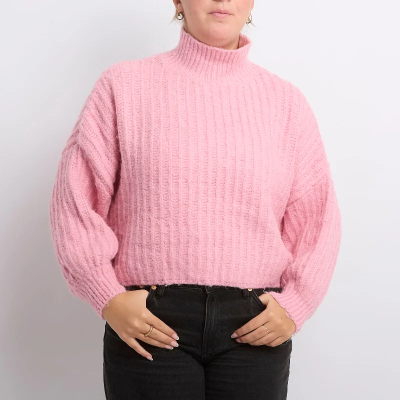 Heavy Knit Fluffy Turtleneck Sweater - UK 16 Casual Formal Business