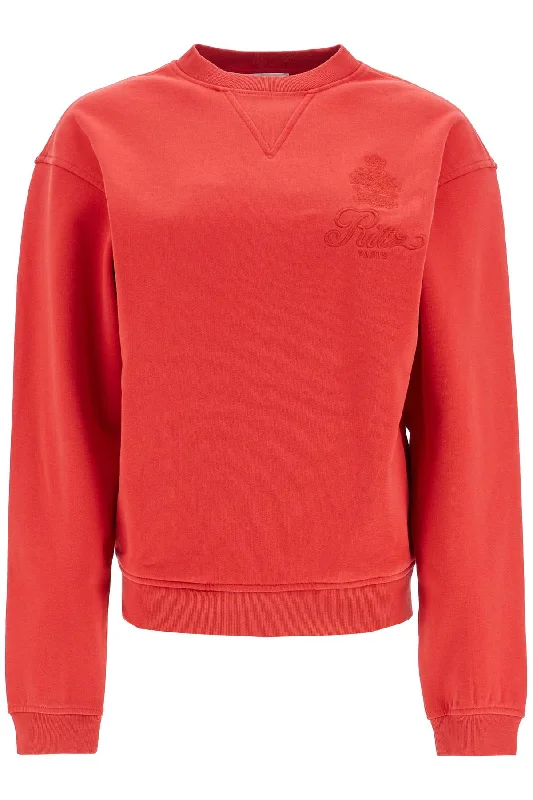 red cotton sweater with logo embroidery MP25JSS006 RED Transparent Opaque Sheer