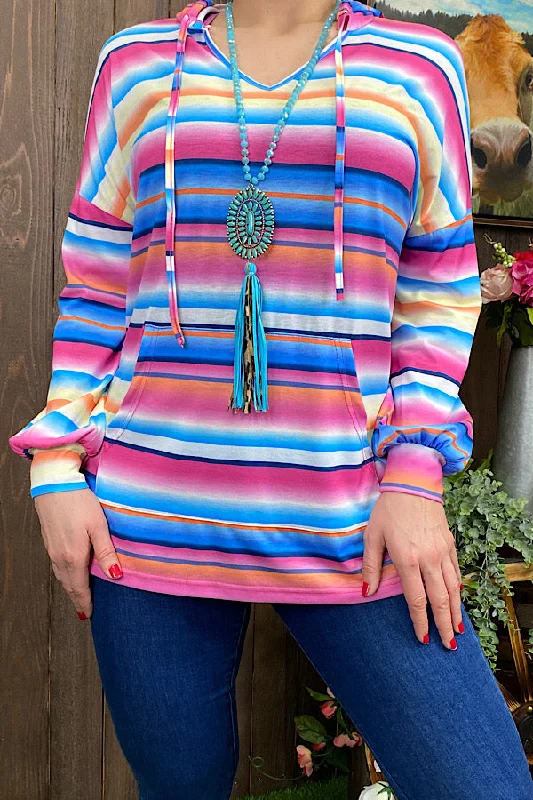 XCH10479 Multi color serape hoodie Hoodie with Hem Embroidery Detailed Premium
