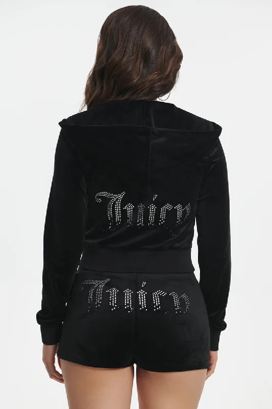 Ombre Big Bling Velour Hoodie Hoodie with Zipper Placket Modern Functional
