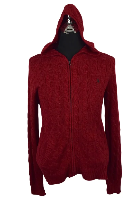Ralph Lauren Brand Knitted Hoodie Hoodie with Frayed Bohemian Relaxed