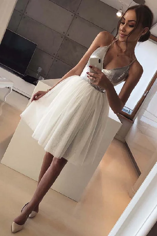 Chic Organza Spaghetti Straps A Line V Neck Homecoming Dresses Boatneck Modish Everyday Chic Organza Spaghetti Straps A Line V Neck Homecoming Dresses Boatneck Modish Everyday