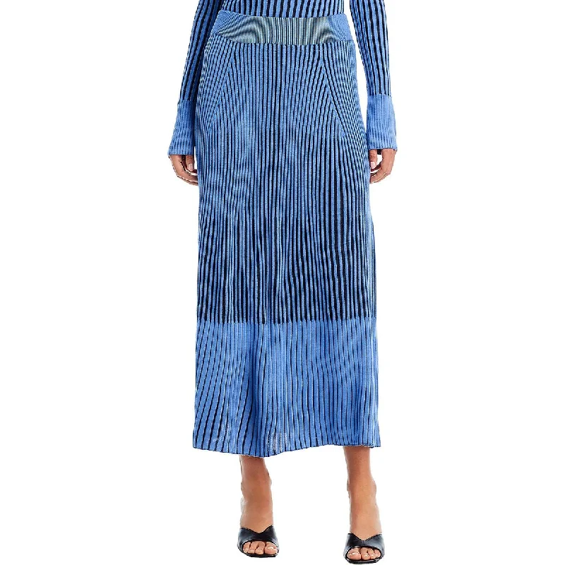 Lafayette 148 New York Womens Midi Ribbed A-Line Skirt pleated skirt texture