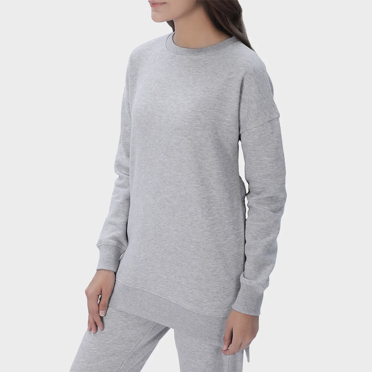 Ladies Grey Sweatshirt Hoodie with Bell Sleeves Flared Feminine