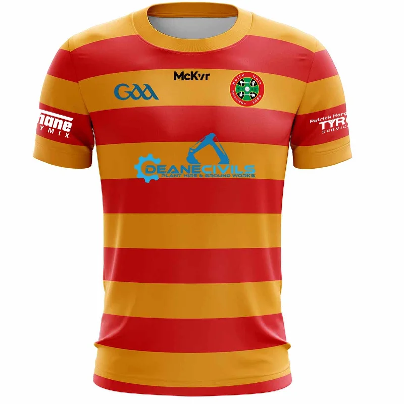 Mc Keever Newcestown GAA Senior Match Jersey - Adult - Amber/Red Player Fit High Neck Jersey Shirt