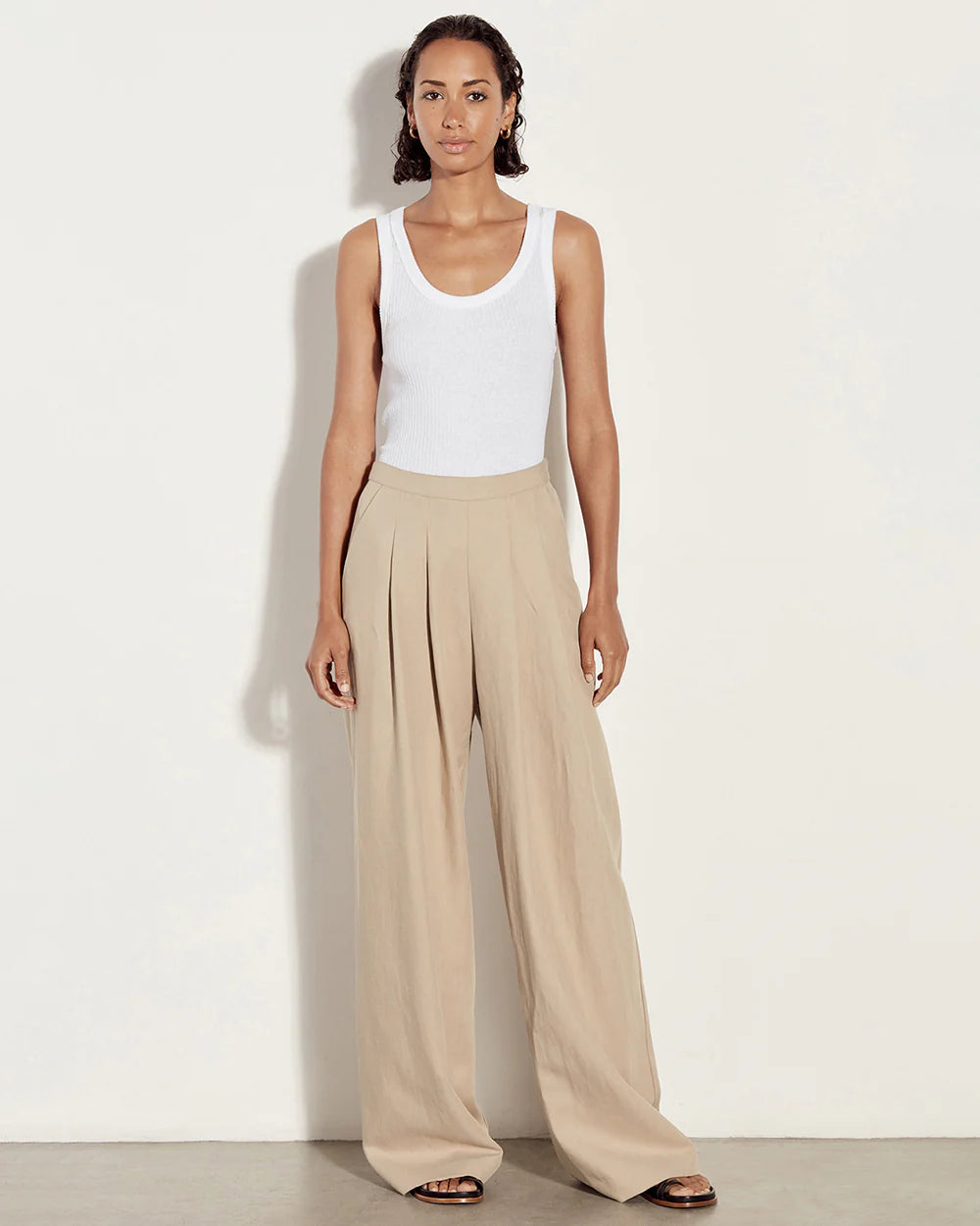 Pointelle Knit Baseball Tank - White sage tank top