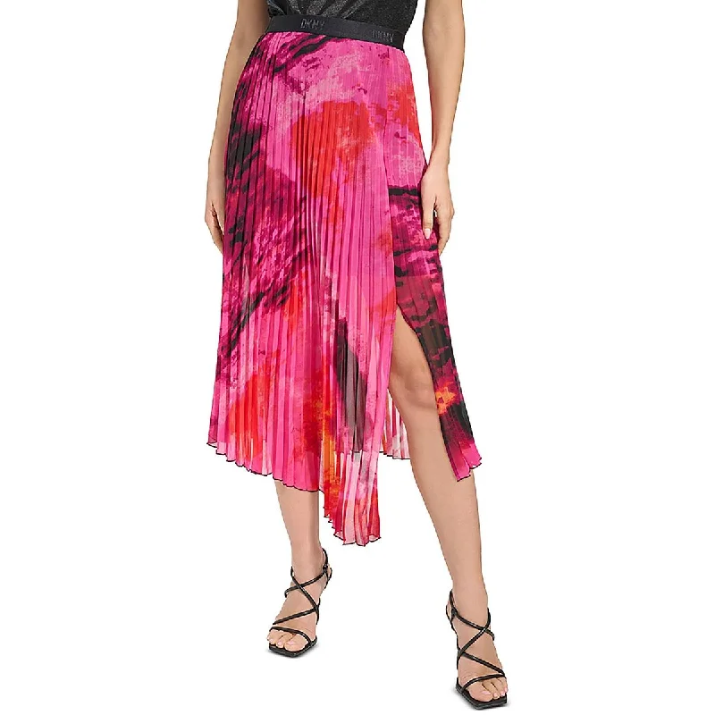 DKNY Womens Printed Midi Maxi Skirt linen skirt relaxed