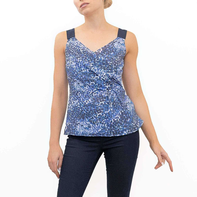 Adolfo Dominguez Blue Leopard Print Sleeveless Tank Top adorable tank top