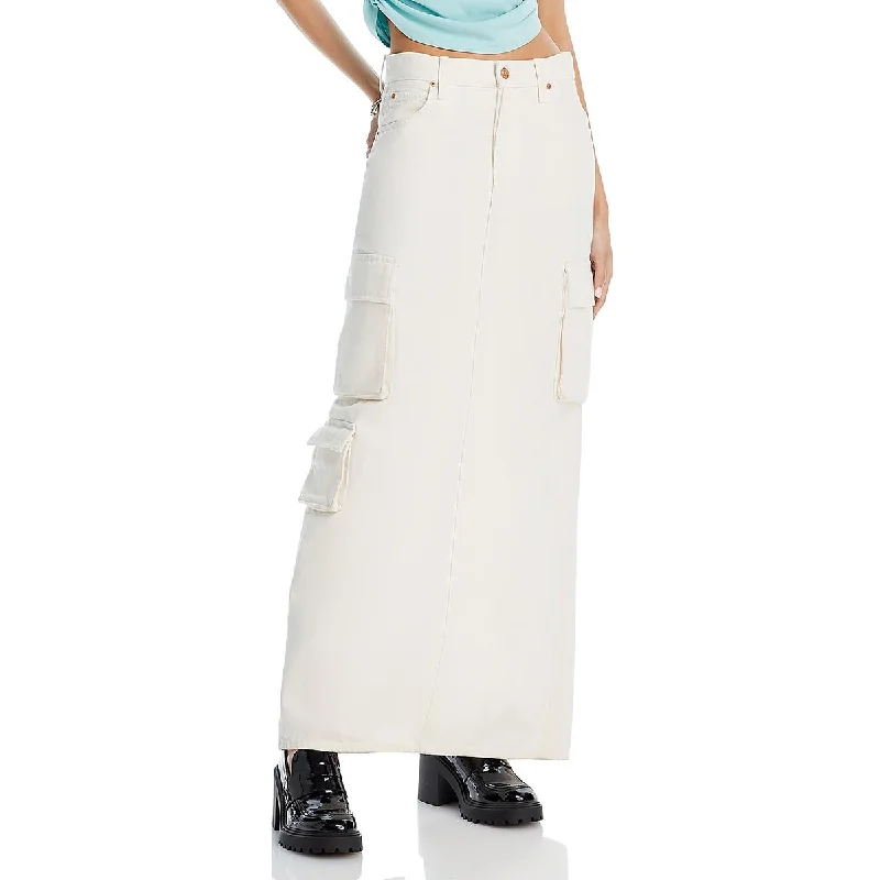 Mother Womens Fun Dip Denim Work Cargo Skirt leather skirt bold