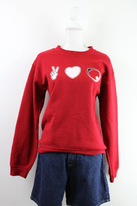 Vintage Love Sweatshirt (S) Hoodie with Rhinestones Sparkly Elegant