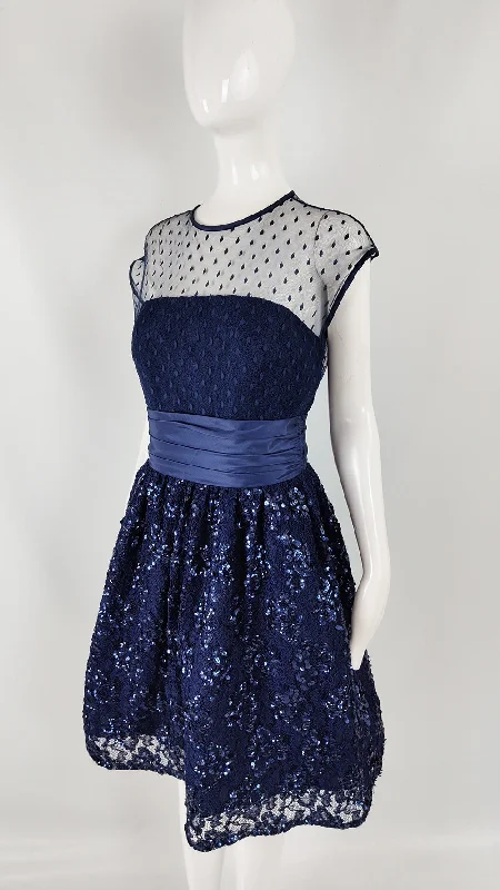 Morton Myles Vintage Blue Tulle Evening Dress, 1980s Casual Short Summer