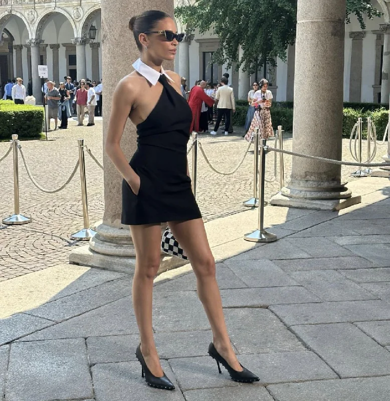 Off-Shoulder Backless Collar  Elegant Bandage Dress Halter Neckline Beach