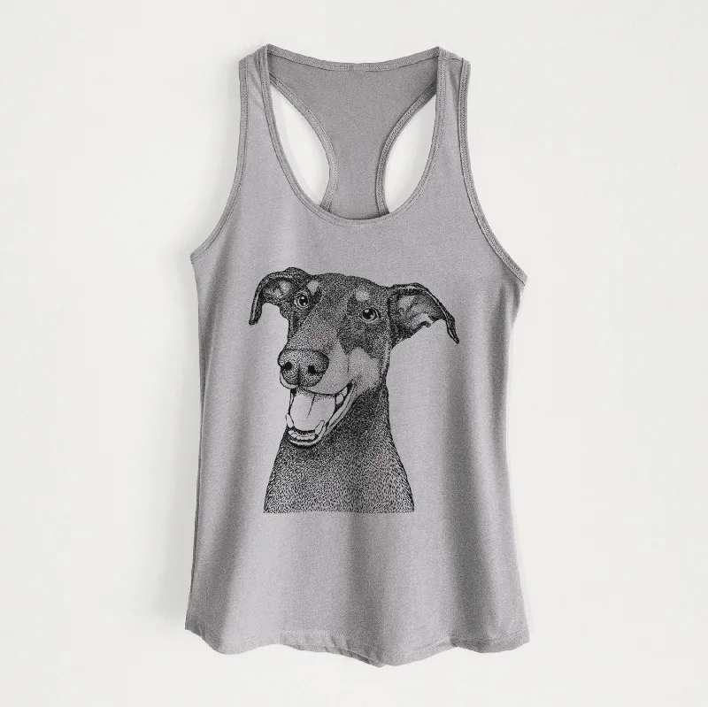 Bunnie the Doberman Pinscher - Women's Racerback Tanktop striped tank top