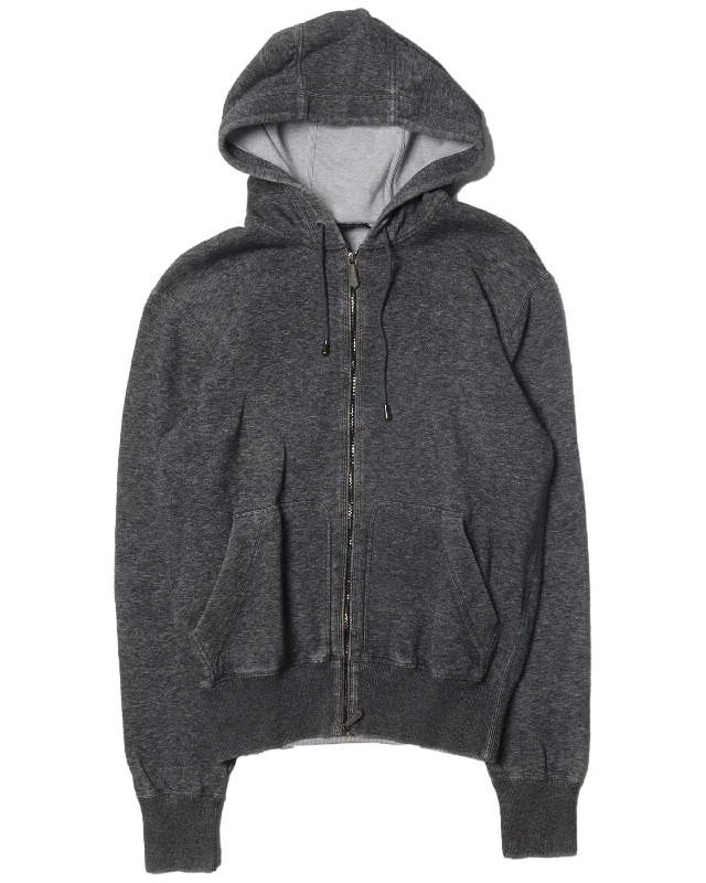 Zip-Up Hoodie Hoodie with Ribbed Neckline Snug Warm