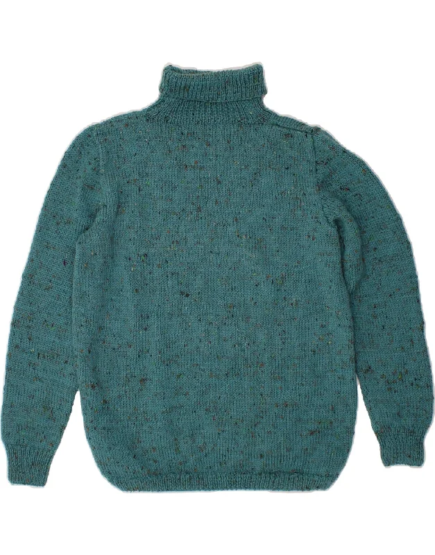 VINTAGE Womens Roll Neck Jumper Sweater UK 16 Large Green Flecked Boxy Sweater Fitted Sweater A-Line