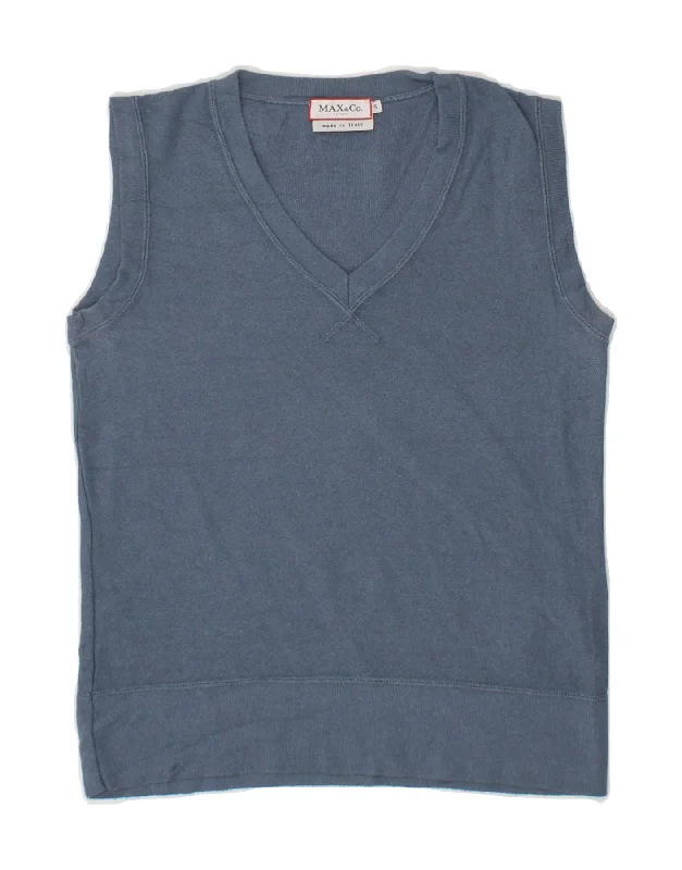 MAX & CO. Womens Crop Vest Tank Top UK 8 Small Blue Viscose layering tank top