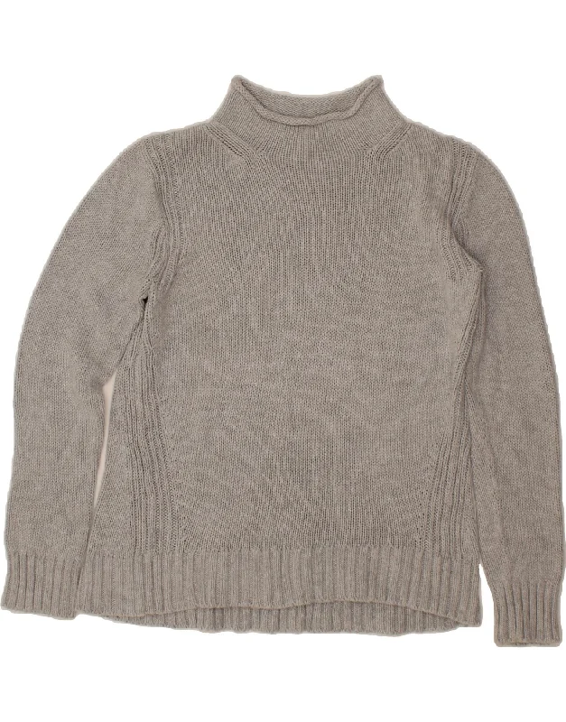 J. CREW Womens Turtle Neck Jumper Sweater UK 16 Large Grey Cotton Spandex Blend Rayon Blend Denim Blend