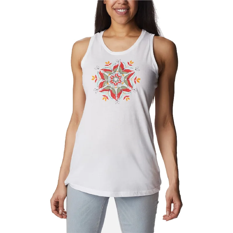 Women's Columbia Bluff Mesa Tank White Floral Leafscape beige tank top