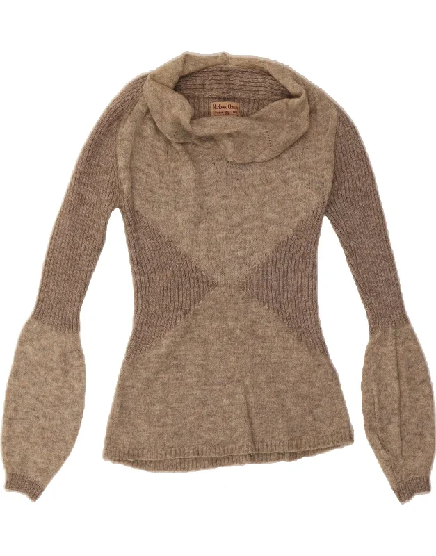 MARLBORO CLASSICS Womens Roll Neck Jumper Sweater UK 12 Medium Grey Nylon Denim Fabric Leather Fabric Suede Fabric