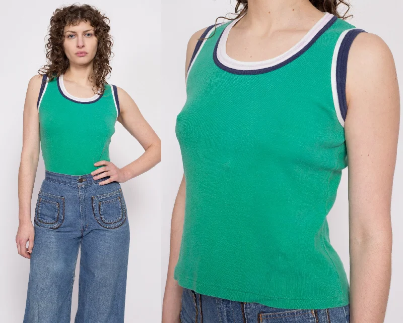 70s Green Ringer Tank - Medium soft tank top