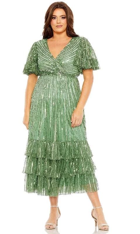 Mac Duggal 5785 - Sequin Tea-Length Dress Tunics Handmade artisanal