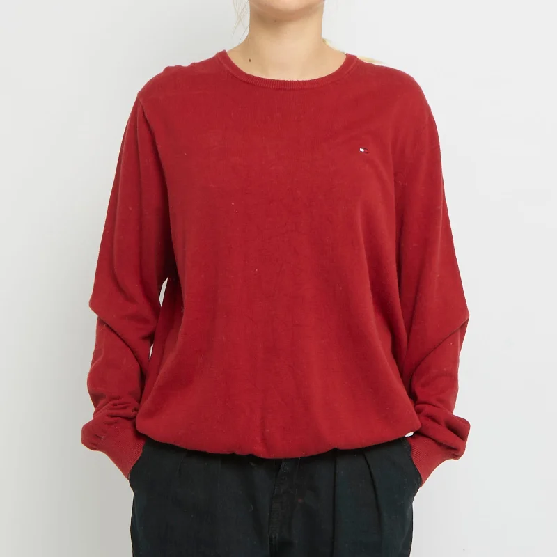 Tommy Hilfiger Round Neck Knitted Sweater- UK 14 Denim Fabric Leather Fabric Suede Fabric