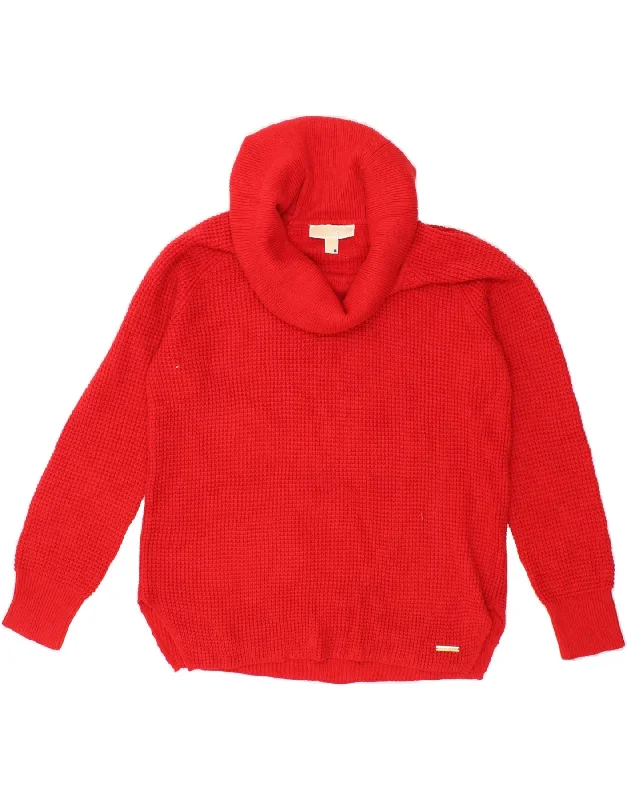 MICHAEL KORS Womens Roll Neck Jumper Sweater UK 14 Medium Red Cotton Casual Formal Business MICHAEL KORS Womens Roll Neck Jumper Sweater UK 14 Medium Red Cotton Casual Formal Business