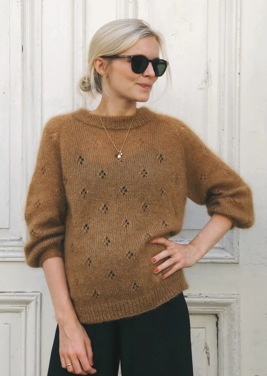 Fortune Sweater - Petite Knit. Knitting Pattern Mesh Sweater Canvas Denim