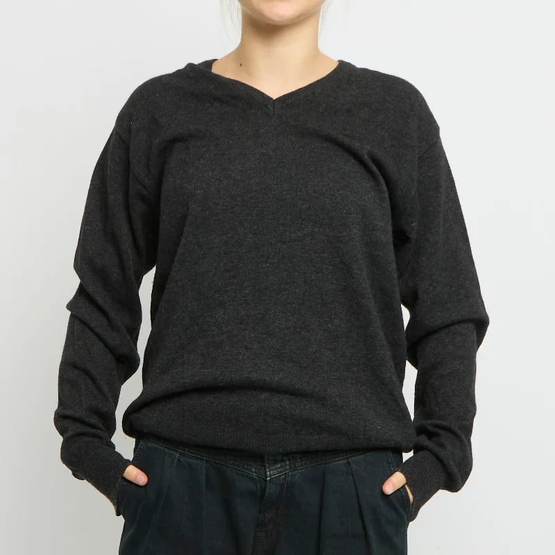 Kappa V-Neck Heavy Knit Sweater - UK 10 Open Front Closed Front Wrap Front