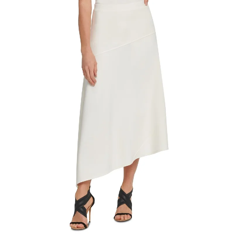 DKNY Womens Panel Asymmetric Skirt ribbed skirt waist