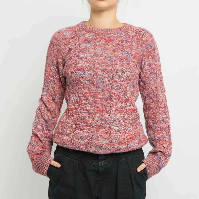 Carrera Cable Knit Crewneck Sweater - UK 8 Boxy Sweater Fitted Sweater A-Line