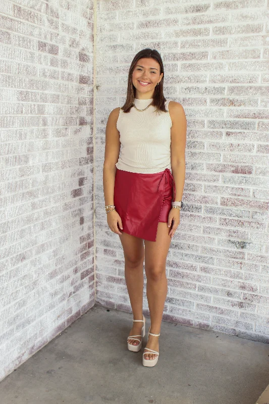 Sadie & Sage - Ronan Mock Neck Ruched Knit Tank cold shoulder tank