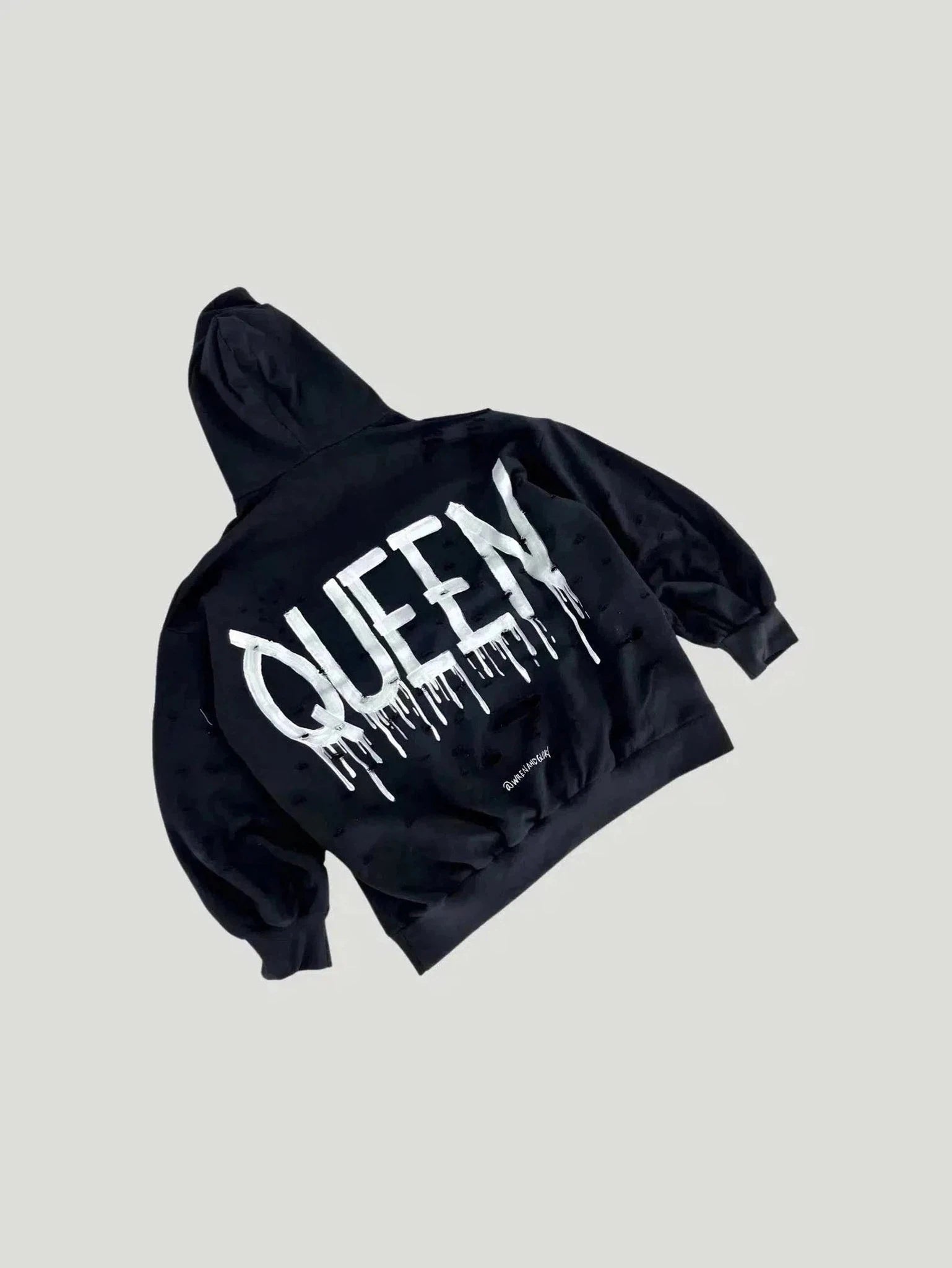 Wren + Glory 'Queen' Hand-Painted Hoodie Hoodie with Patch Decorative Personalized