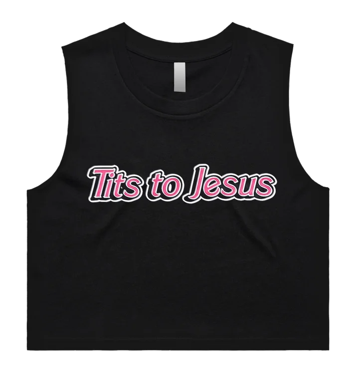 BOTTOMS UP - 'Tits To Jesus' Crop Tank peach tank top