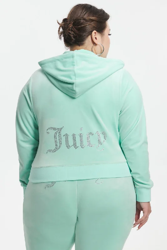 Plus-Size OG Big Bling Velour Hoodie Hoodie with Drawstring Waist Adjustable Fitted