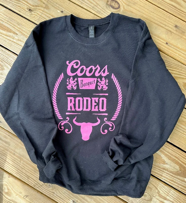 Coors Banquet Rodeo Western Graphic Sweatshirt | RowdyRowels.com | Unisex, True to Size, Made in the USA Hoodie with Elastic Waist Stretchable Comfortable