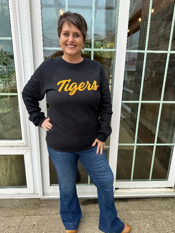 Puff Vinyl Bella Canvas Tigers Sweatshirt (Size XL) Hoodie Crop Top Short Trendy