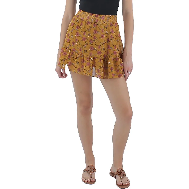 Beautees Womens Juniors Floral Print  Mini Skirt modal blend skirt